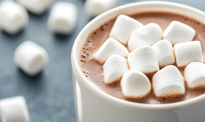 Hot Cocoa Topped with Fluffy Marshmallows | Cozy and Comforting Warm Beverage