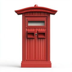 Obraz premium A vibrant red mailbox with vintage design, perfect for adding a splash of color and nostalgia to any scene or project, white background