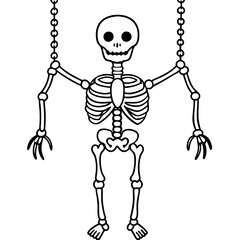 Skeleton Suspended by Chains Loose Limbed Vector Outline