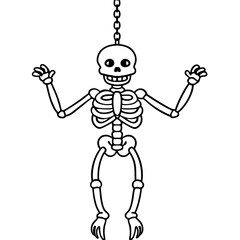 Skeleton Suspended by Chains Loose Limbed Vector Outline