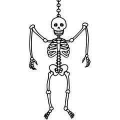 Skeleton Suspended by Chains Loose Limbed Vector Outline
