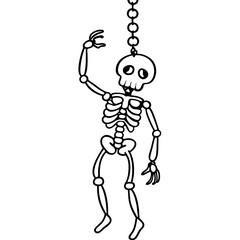 Skeleton Suspended by Chains Loose Limbed Vector Outline