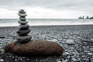 Icelan Rock  stone columns black beach