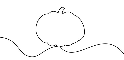Vector illustration of a pumpkin outline with a simple, flowing vine, perfect for minimalist designs.