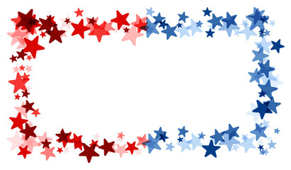 A starry red and blue frame perfect for patriotic or election-themed designs, invitations, or banners with space for text.