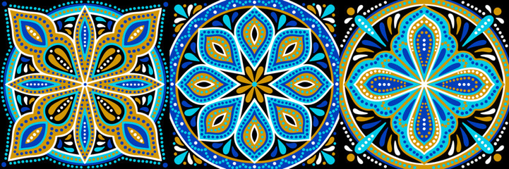 Moroccan ceramic tile pattern. Mediterranean traditional folk ornament.