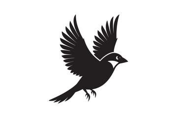 Obraz premium Common Sparrow silhouette vector illustration, Common Sparrow silhouette PNG, Common Sparrow silhouette vector .