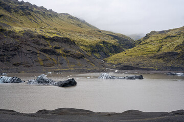 Iceland black sand beach in summer