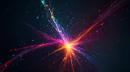 Glowing particles in a light-filled abstract scene
