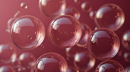 Abstract pink background with close up soap bubbles
