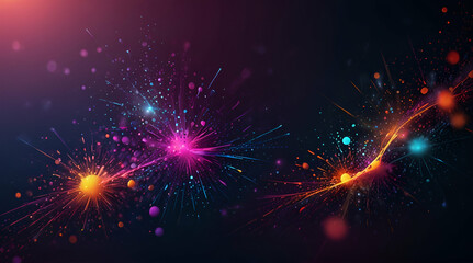 Glowing particles in a light-filled abstract scene
