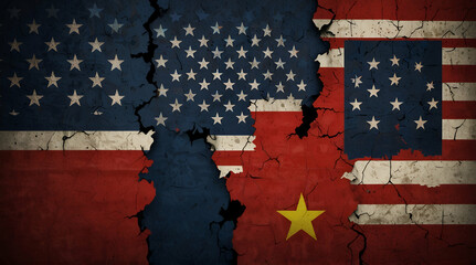 Abstract background of rivalry between two countries, USA and china
