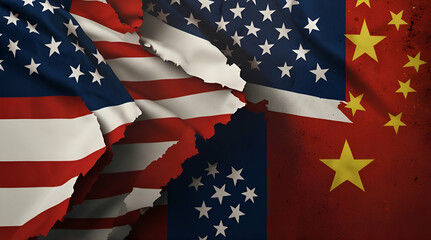 Abstract background of rivalry between two countries, USA and china
