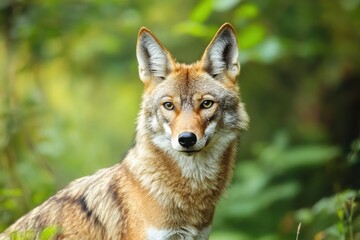 Fototapeta premium Coyote: the animal surrounded by wolves and various canines