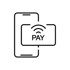 Cashless mobile payment icon vector. NFC payment linear icon