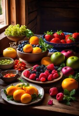 vibrant food visuals showcased colorful backdrops featuring fresh ingredients eye catching presentation styles, appetizing, attractive, background, bright