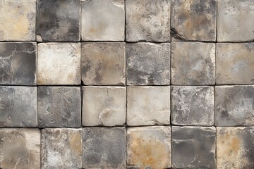 Obraz premium Aged brown and gray vintage tile pattern showcasing blended stone and concrete wall finishes for an elegant backdrop display