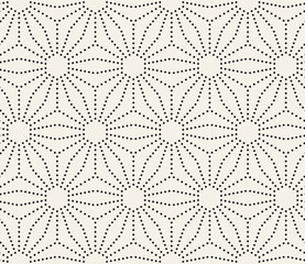 Sashiko-inspired geometric black and white seamless vector pattern. Stylish monochrome background design in Japanese style.