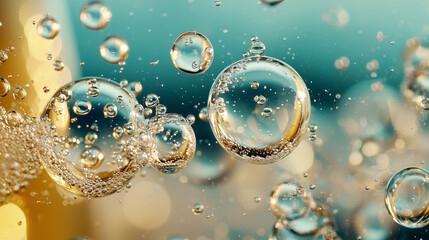 Champagne. Extreme close-up of bubbles rising in a glass. New Year's Eve.