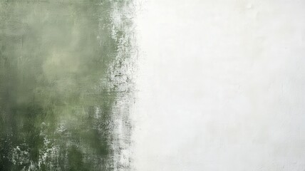 Abstract artwork depicting a textured gradient transition from dark green to white, creating a serene ambiance in a minimalist style