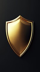 Golden shield on a dark background, security