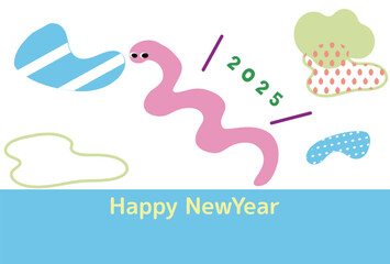 カラフルなヘビの年賀状