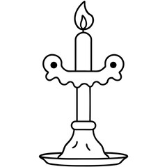 Bone Candle Holder with Dripping Wax Outline Vector Design