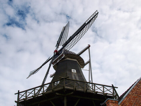 ancient museum mill with wooden mechanics