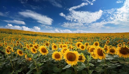 Obraz premium ひまわりの花畑（Sunflower field and blue sky） 