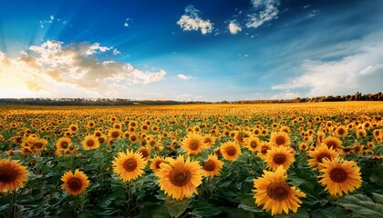 Fototapeta premium ひまわりの花畑（Sunflower field and blue sky） 