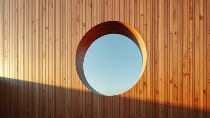 Circular Window on Wooden Wall