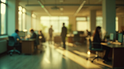Blurred Conference Room with Plant