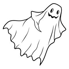Ragged Ghost Sheet Vector Eerie, Floating Outline Design