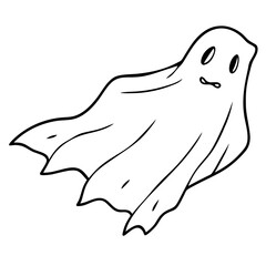 Ragged Ghost Sheet Vector Eerie, Floating Outline Design