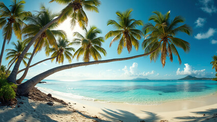 Tropical Beach with Palm Trees