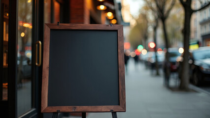 Blank Chalkboard Sign on Sidewalk