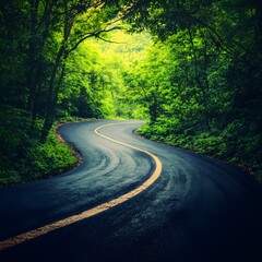 Fototapeta premium Choosing environmental path shown by diverging roads in nature image 