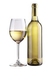 white wine bottle and glass