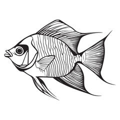 A black silhouette of a Angelfish vector clip art, Clipart Hand drawn cartoon graphic design icon
