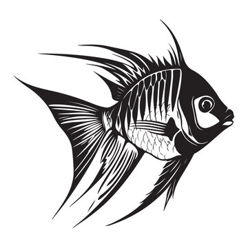 recommend clip art: A black silhouette of a Angelfish vector clip art, Clipart Hand drawn cartoon graphic design icon