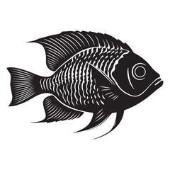 A black silhouette of a Angelfish vector clip art, Clipart Hand drawn cartoon graphic design icon