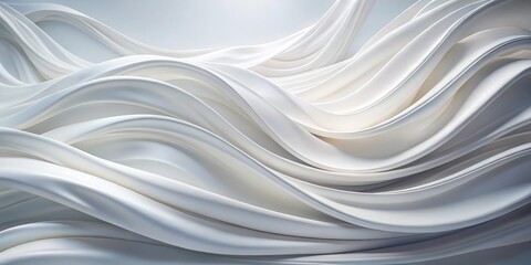Abstract White 3D Waves A Minimalist Composition, 3D Render, Abstract Background, White, Minimalism