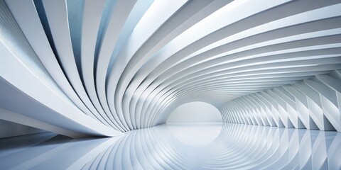 Naklejka premium Abstract White Curved Structure, 3D Render, Architectural Design, Minimalism, Futuristic ,architecture, 3d rendering