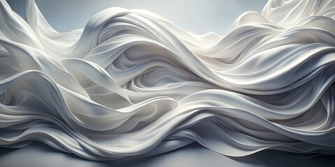 Abstract White Wave Flow, digital art, 3D rendering, white background, abstract art, texture, background