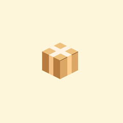 Obraz premium Cardboard box icon flat vector design
