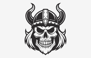 A skull photo Line Art drawing with a black face outline white background