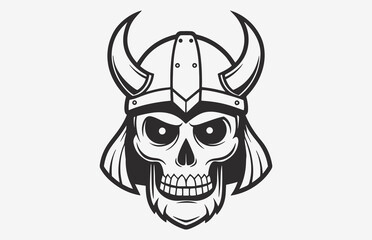 A skull photo Line Art drawing with a black face outline white background