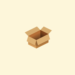 Cardboard open box icon flat vector design