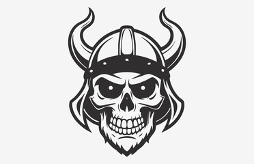 A skull photo Line Art drawing with a black face outline white background