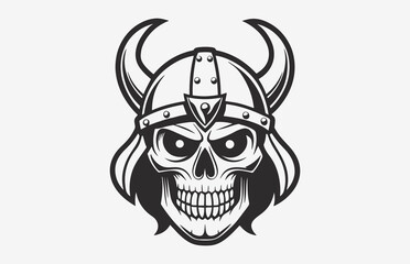A skull photo Line Art drawing with a black face outline white background